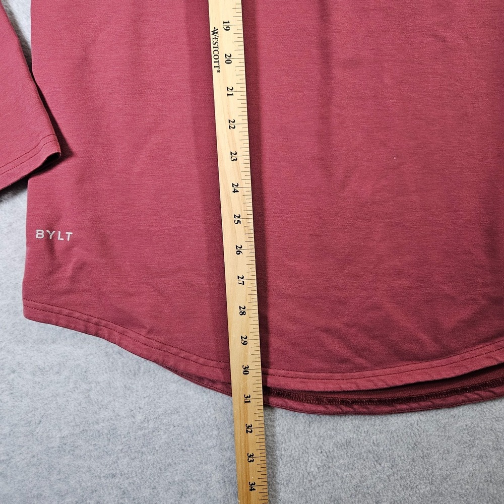 BYLT Men's Sz L Drop-Cut Long Sleeve Maroon Casual‎ Crewneck Shirt - Picture 4 of 6